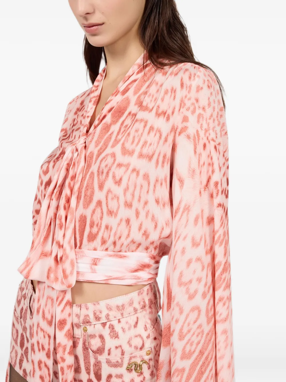 Roberto Cavalli Blouse met luipaardprint Roze