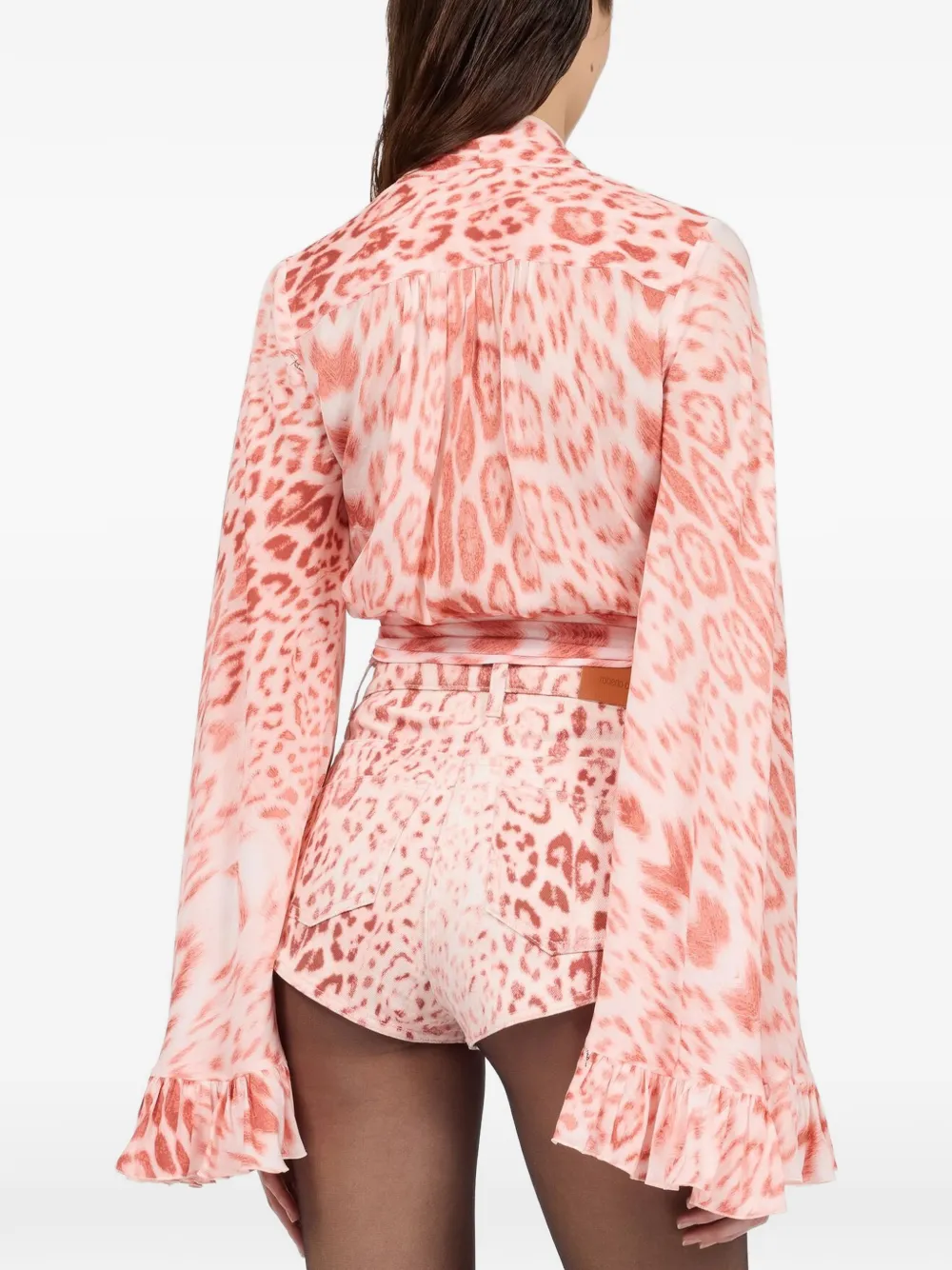 Roberto Cavalli Blouse met luipaardprint Roze
