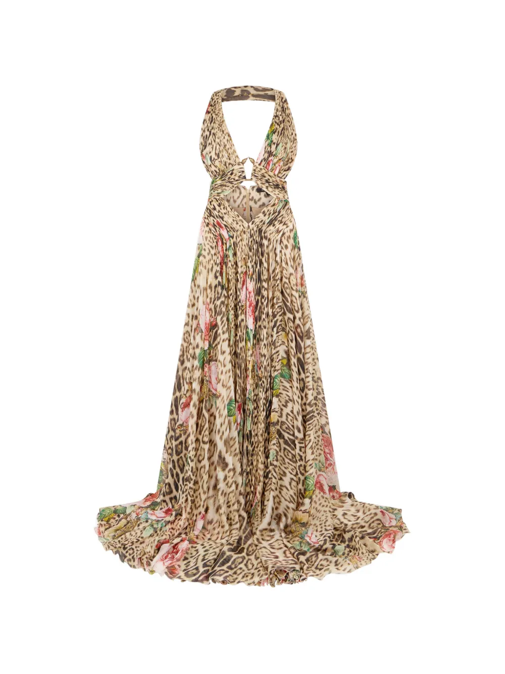 Roberto Cavalli jaguar-print cut-out gown - Neutrals