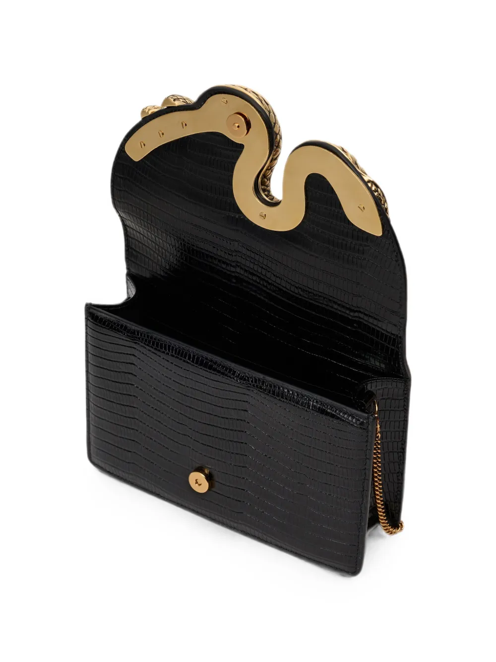Roberto Cavalli Leren clutch met slangenpatroon Zwart