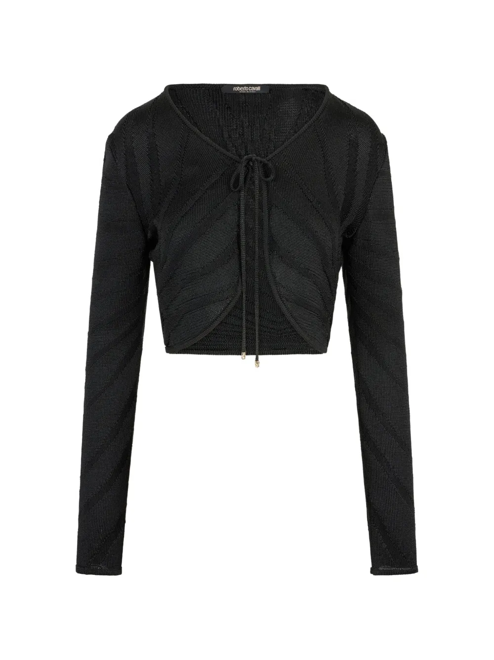 Roberto Cavalli chevron-knit tie-fastening cardigan - Black