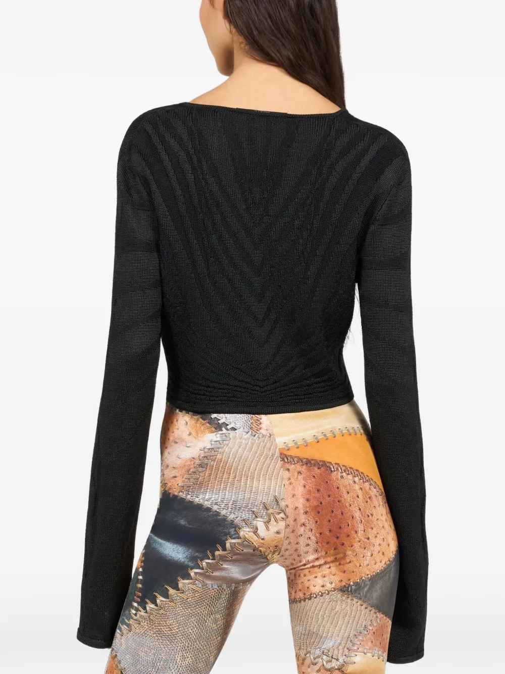Roberto Cavalli Gebreid vest met chevron-streep en striksluiting Zwart