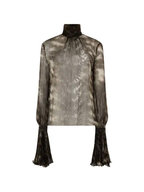 Roberto Cavalli mock-neck long-sleeve blouse