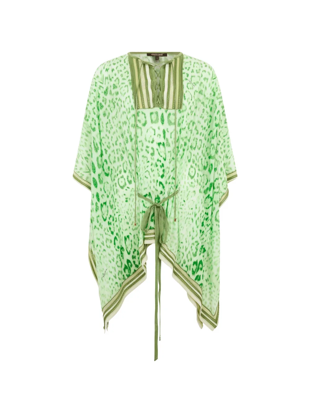 Roberto Cavalli leopard-print lace-up kaftan