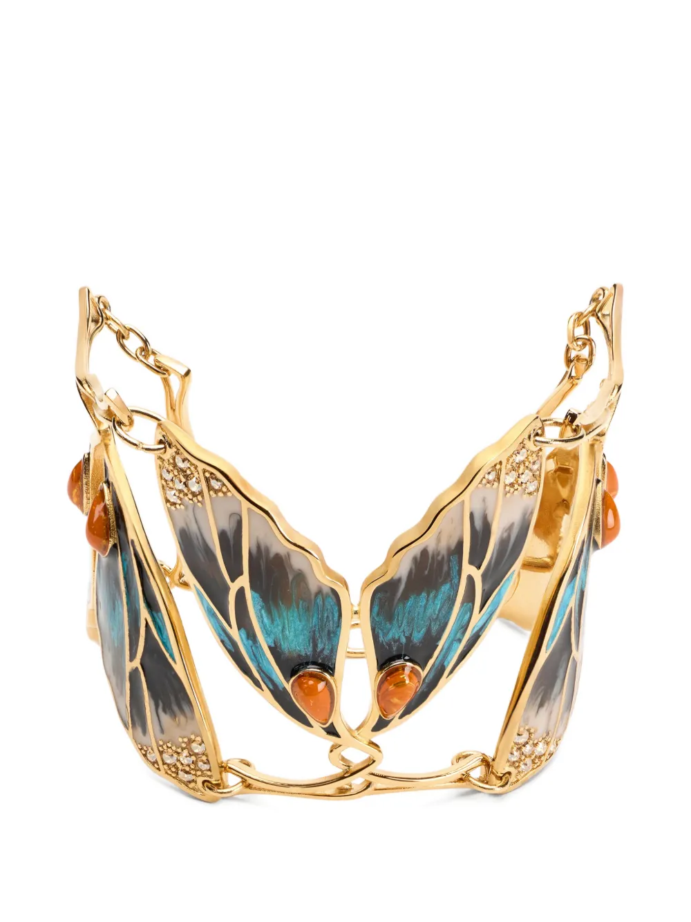 Roberto Cavalli butterfly-wing crystal-embellished bracelet - Gold