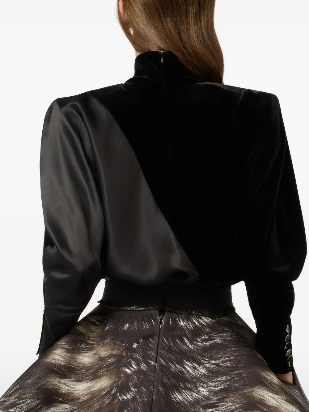Roberto Cavalli Top met vlakken en lange mouwen Zwart
