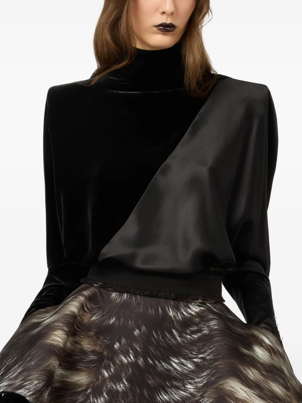 Roberto Cavalli Top met vlakken en lange mouwen Zwart