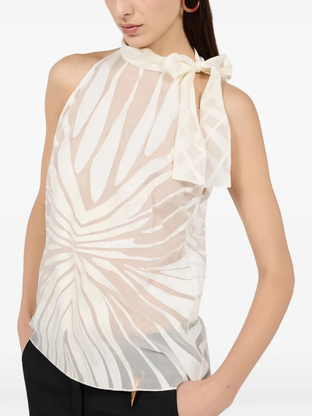 Roberto Cavalli Top met strikdetail en Ray-print Beige