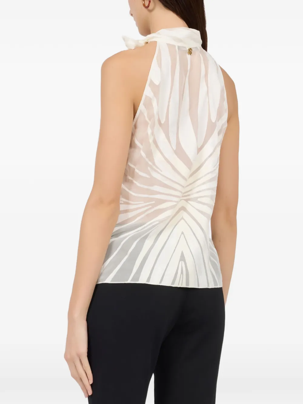 Roberto Cavalli Top met strikdetail en Ray-print Beige