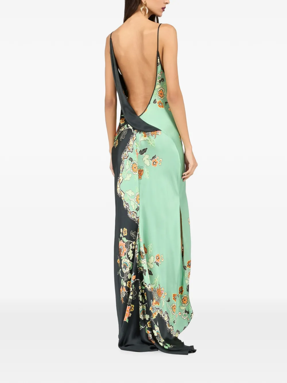 Roberto Cavalli Maxi-jurk met bloemenprint Groen