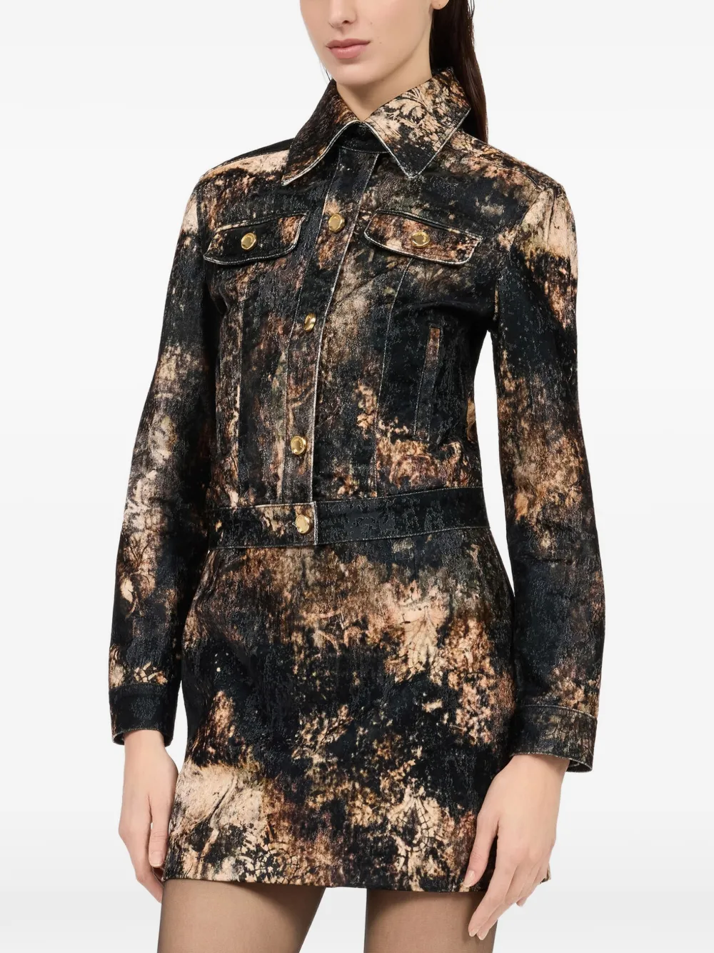 Roberto Cavalli button-up denim jacket Zwart