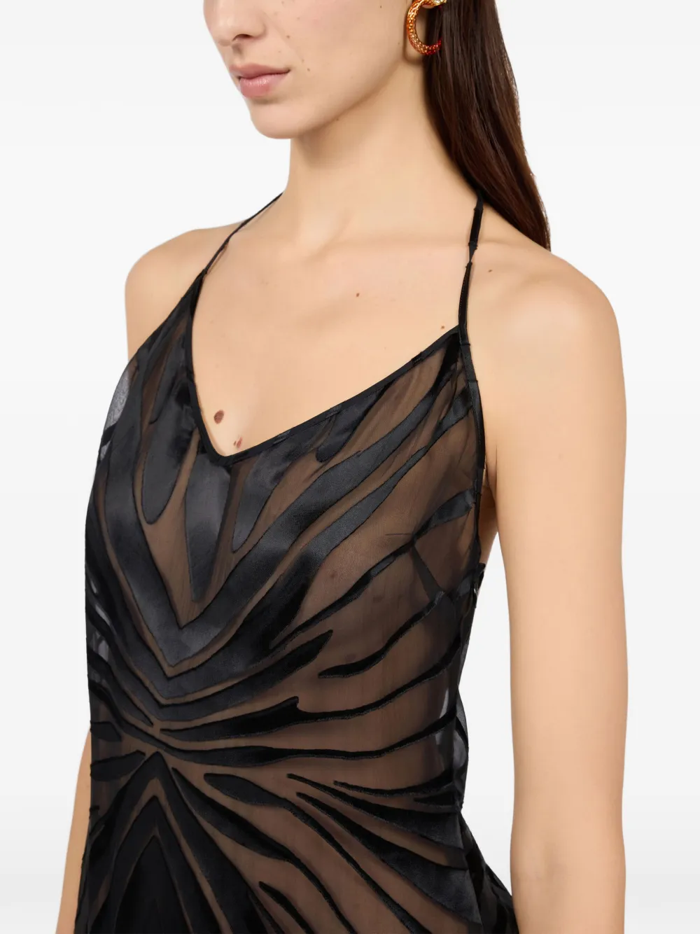 Roberto Cavalli Devoré mini-jurk met halternek Zwart
