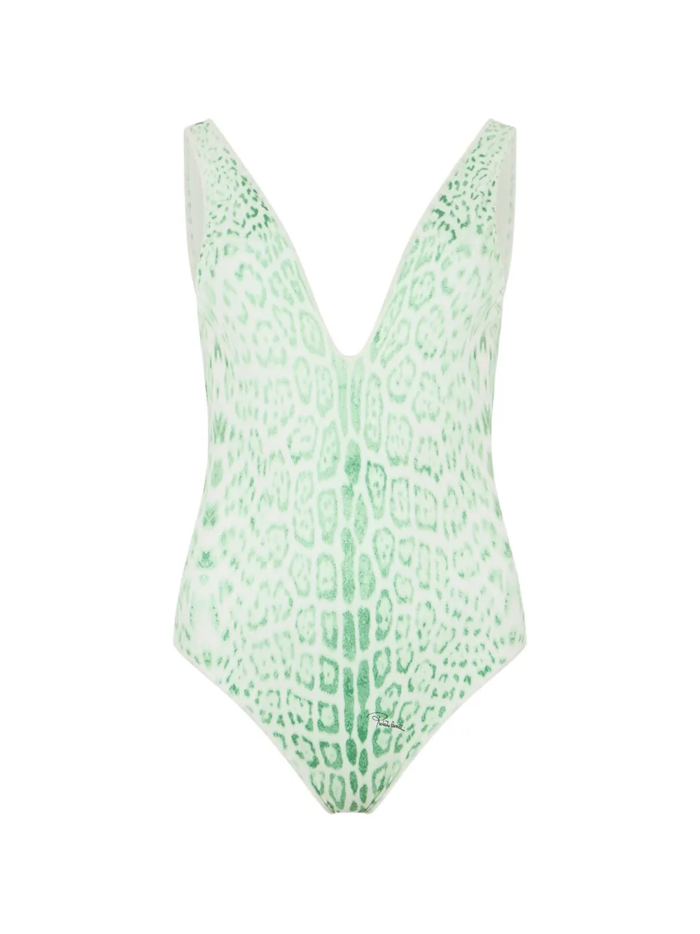 Roberto Cavalli jaguar-print V-neck swimsuit - Verde
