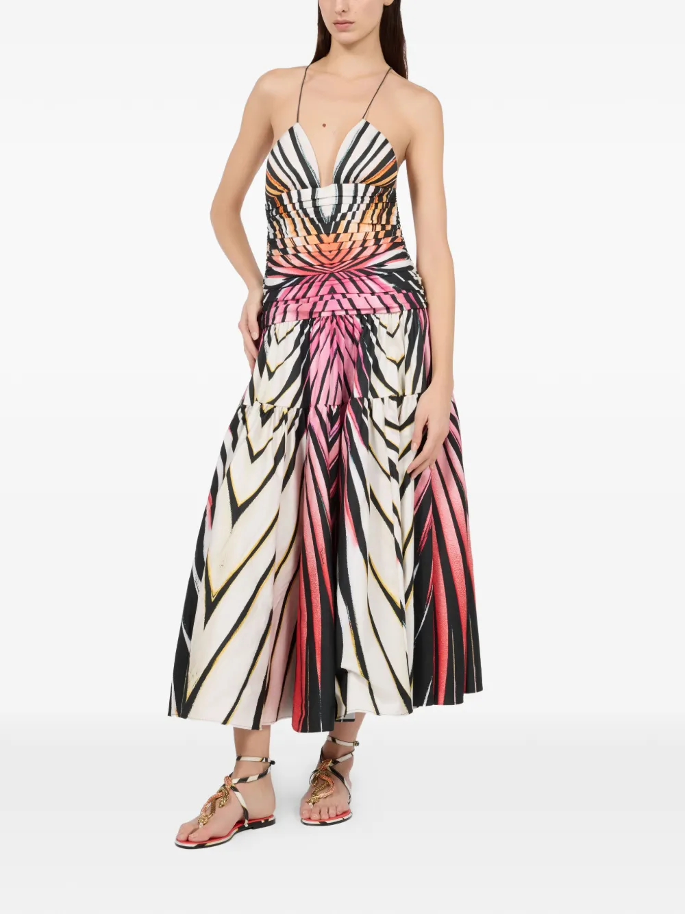 Roberto Cavalli Midi-jurk met print Zwart