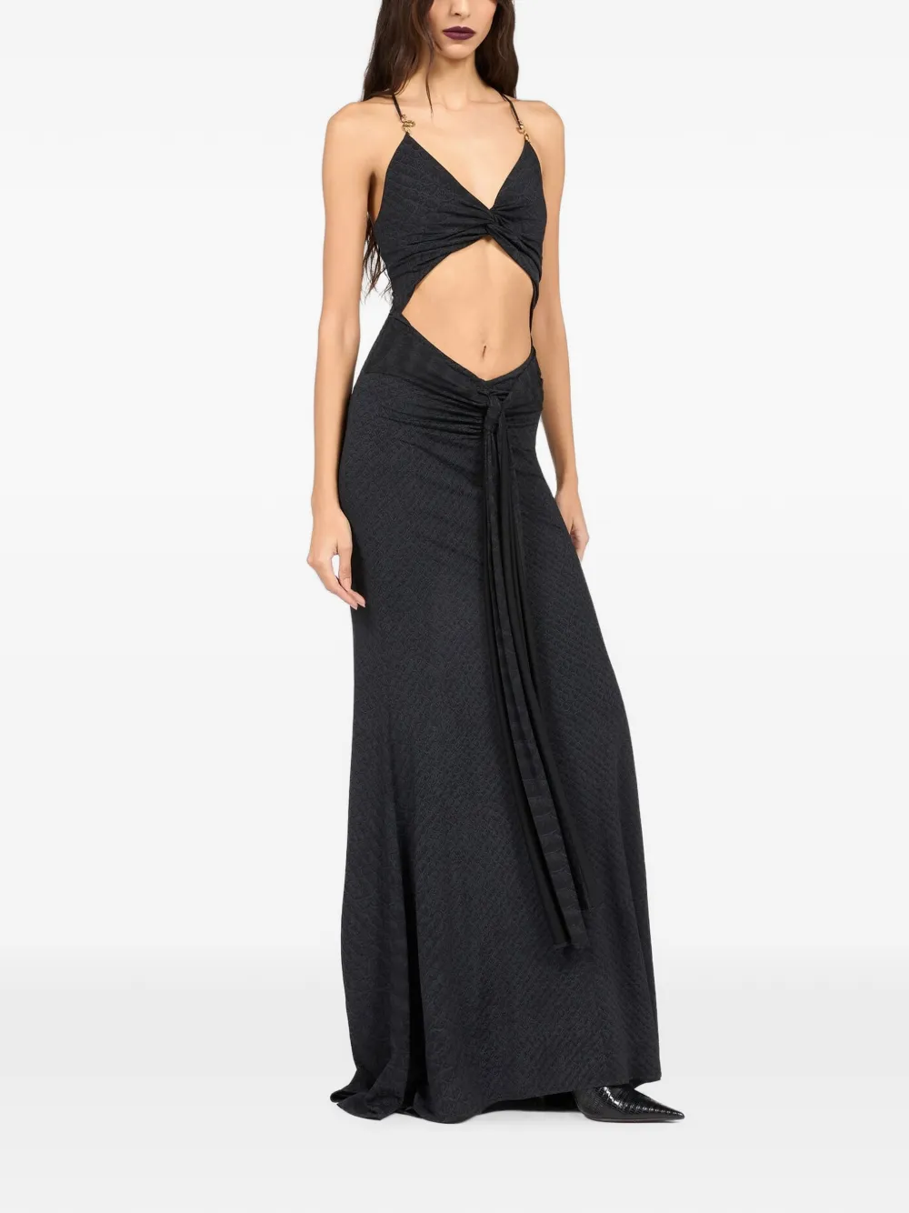 Roberto Cavalli Maxi-jurk met slangendetail en uitgesneden details Zwart