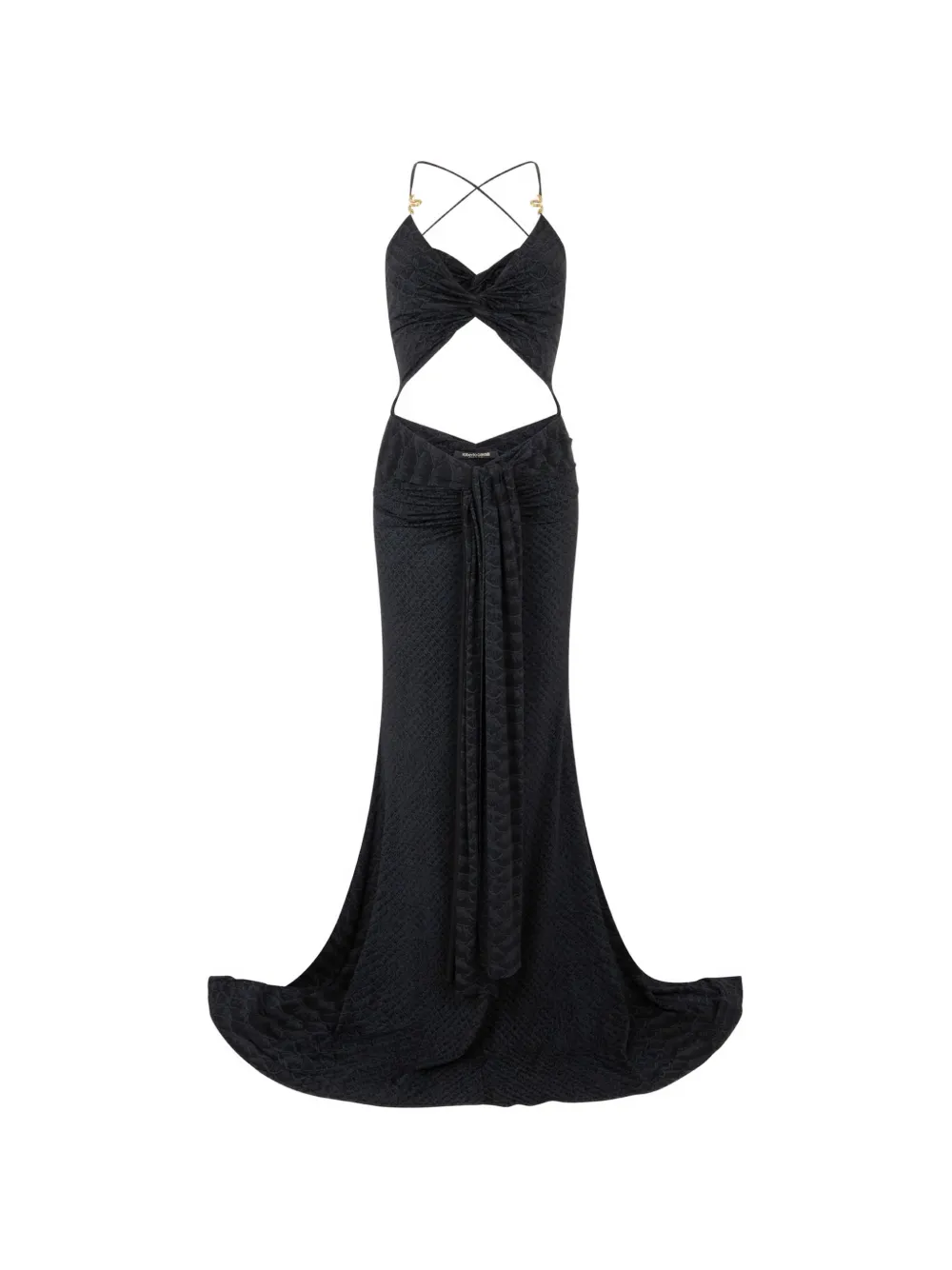 Roberto Cavalli cut-out snake-detail maxi dress - Black