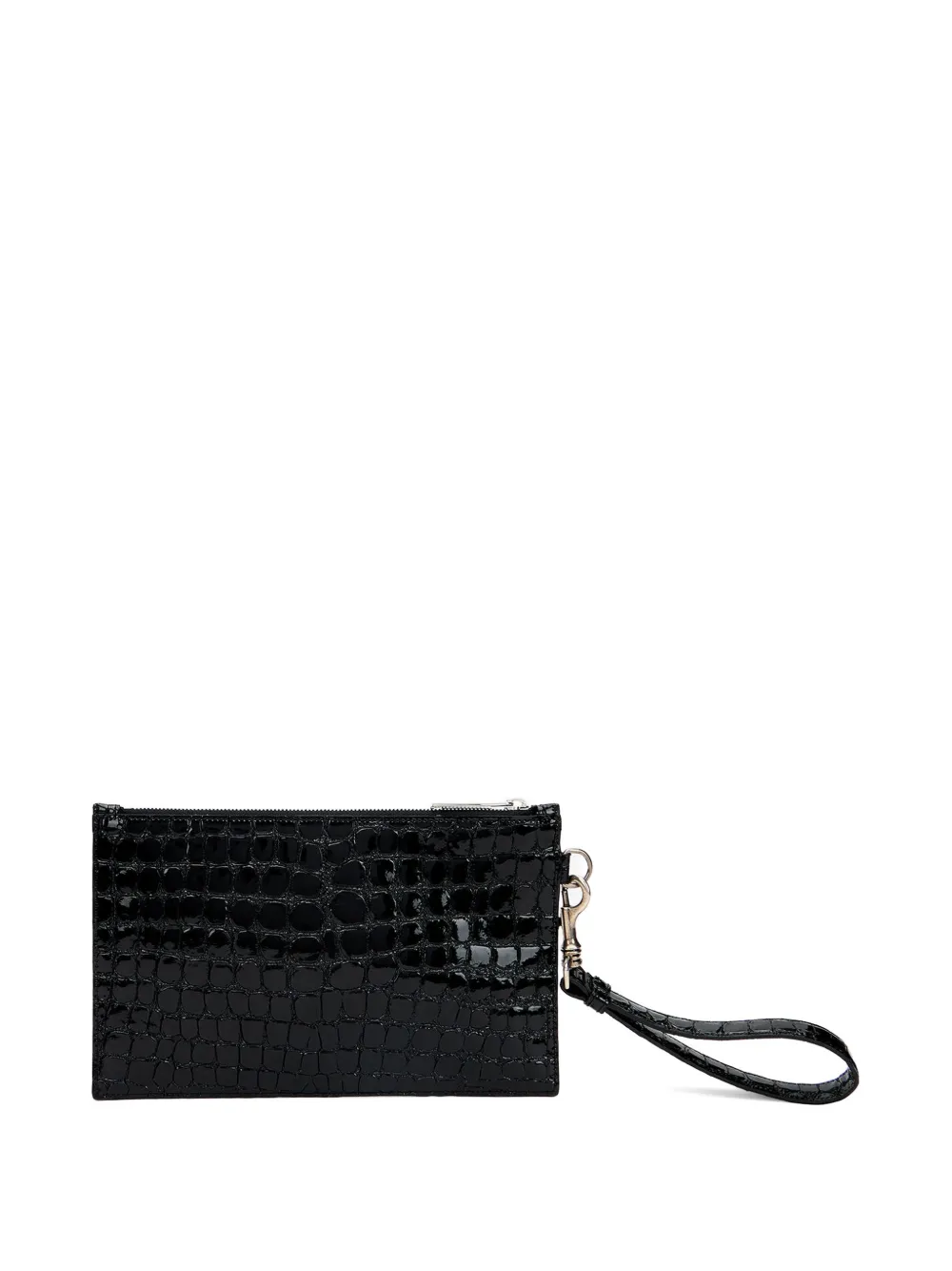 Roberto Cavalli Clutch met krokodillen-reliëf en tijger-patroon Zwart