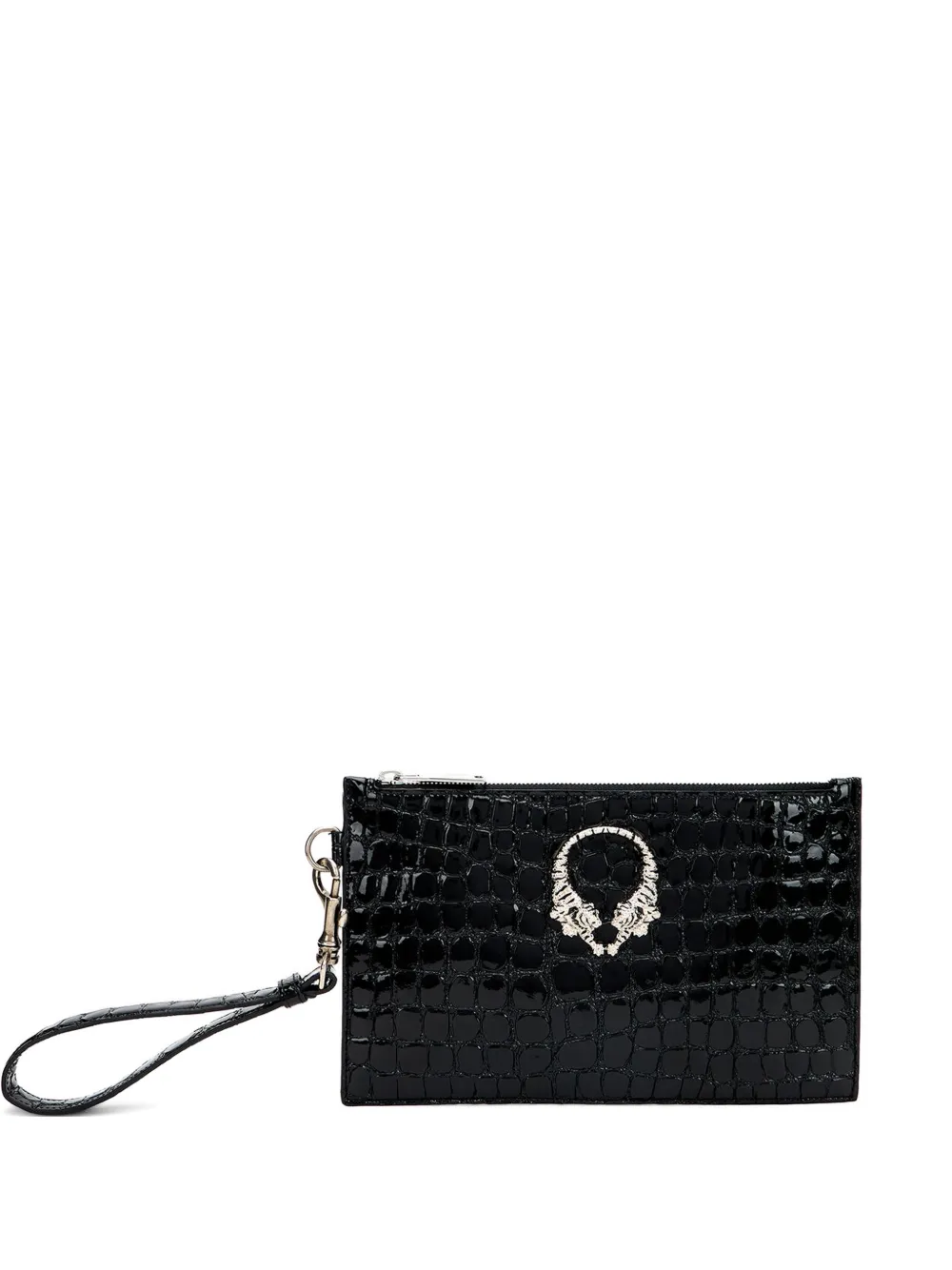 Roberto Cavalli Clutch mit Kroko-Effekt - Schwarz