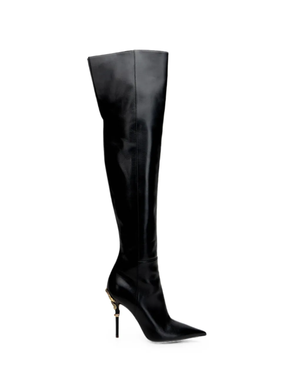 Roberto Cavalli snake-embellished pointed-toe boots Zwart