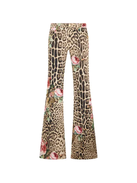 Roberto Cavalli jaguar-print floral-print trousers
