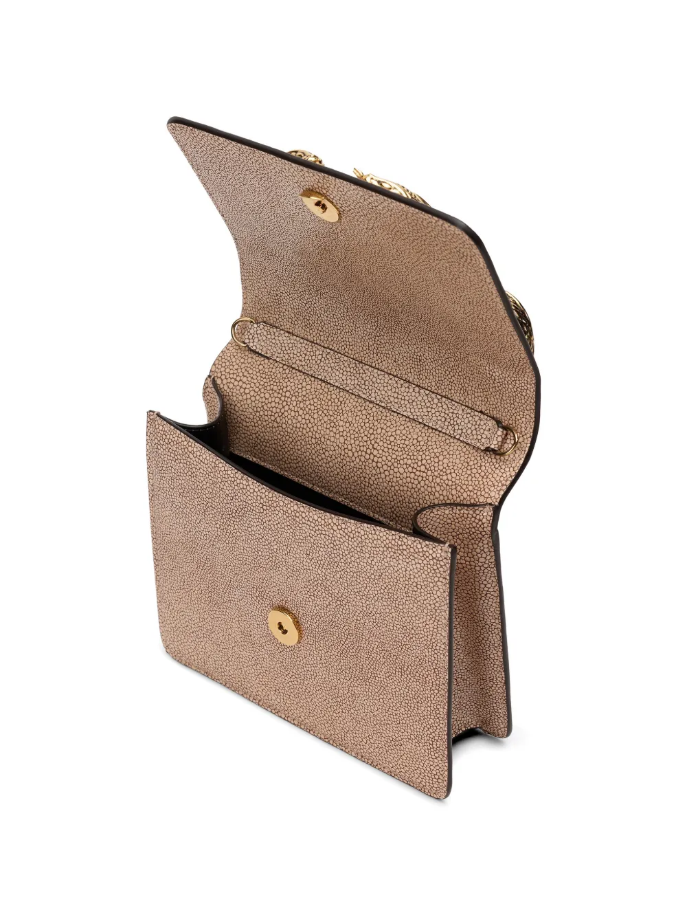 Roberto Cavalli Serpenti clutch met stingray-effect Beige