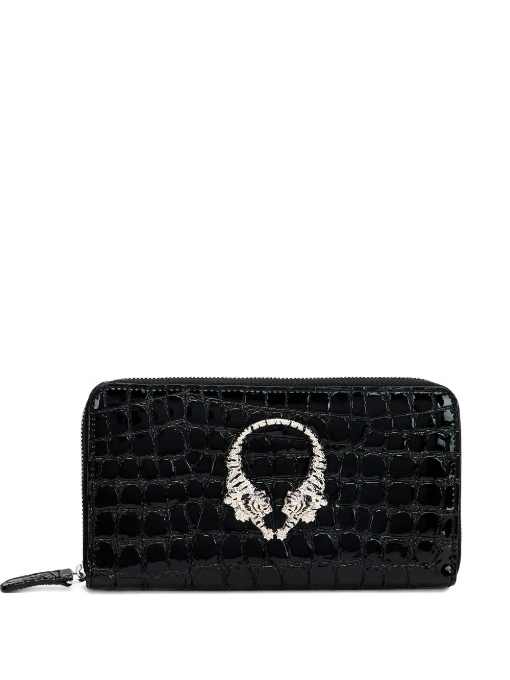Roberto Cavalli Portafoglio con effetto coccodrillo - Nero