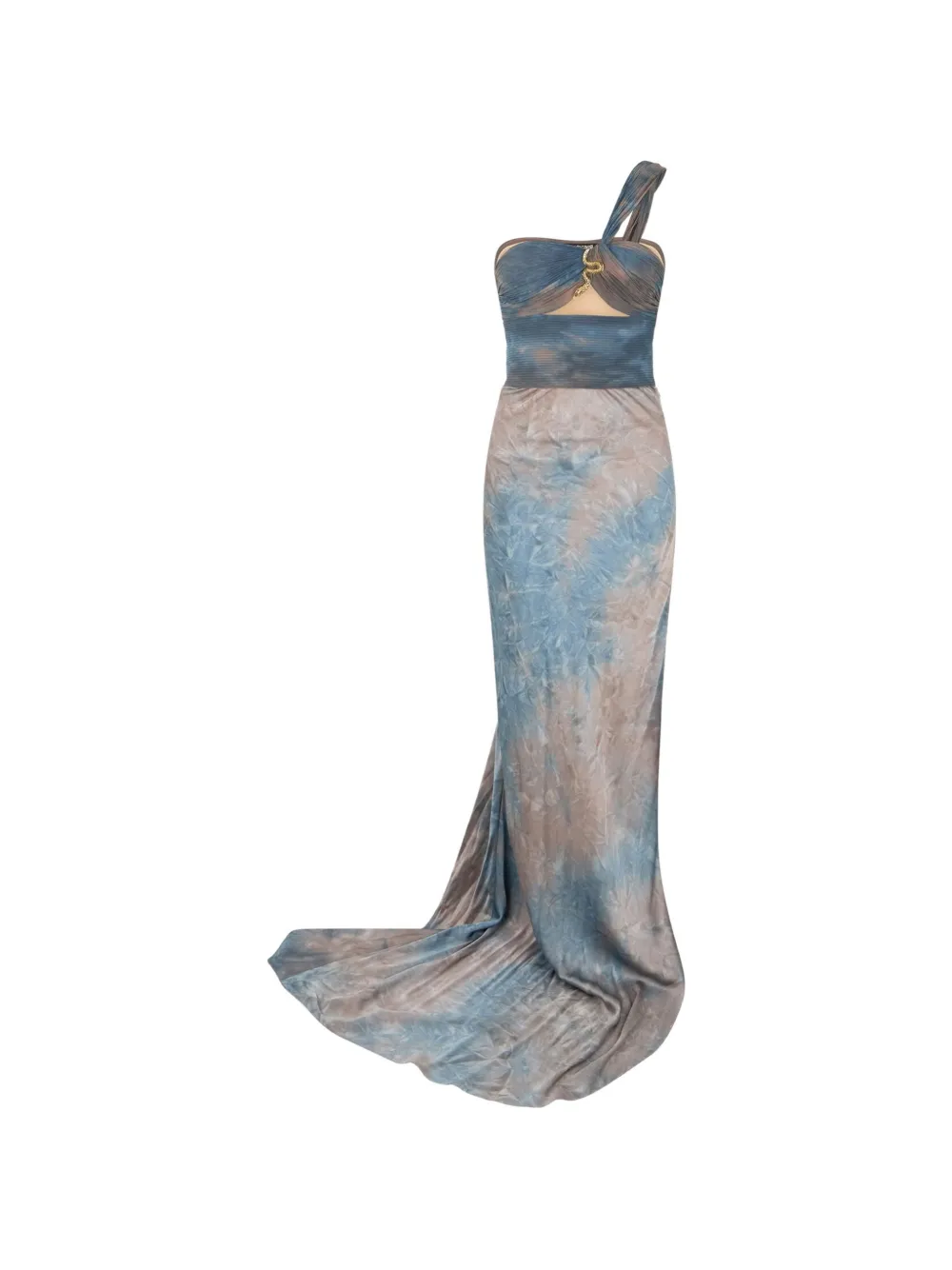 Roberto Cavalli snake-plaque one-shoulder maxi dress