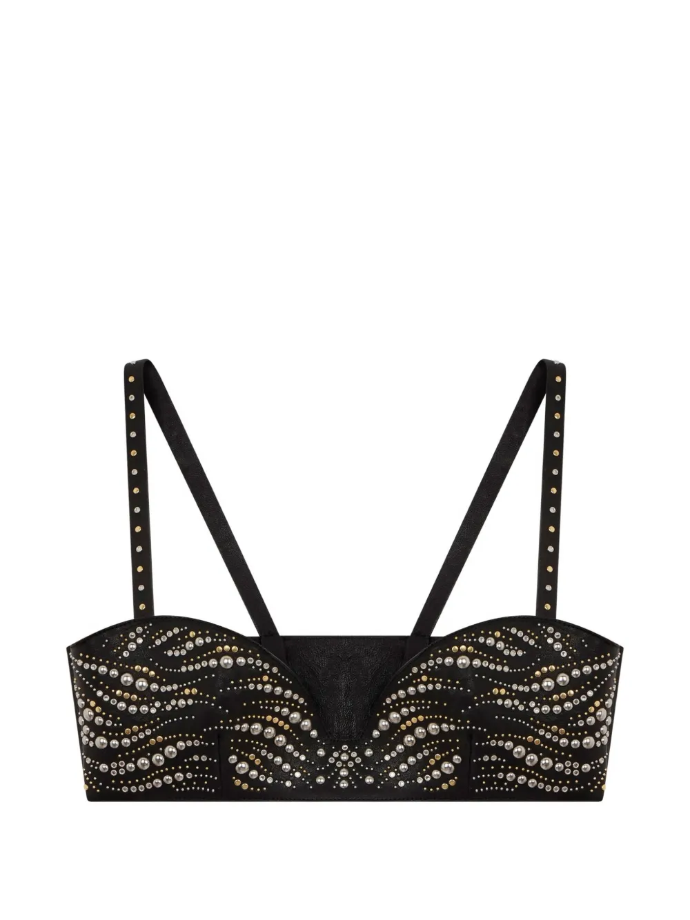 Roberto Cavalli studded calf leather top