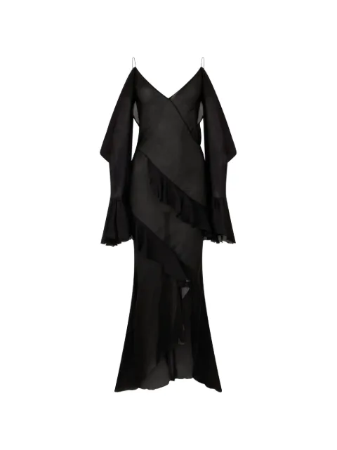 Roberto Cavalli ruffled cold-shoulder dress