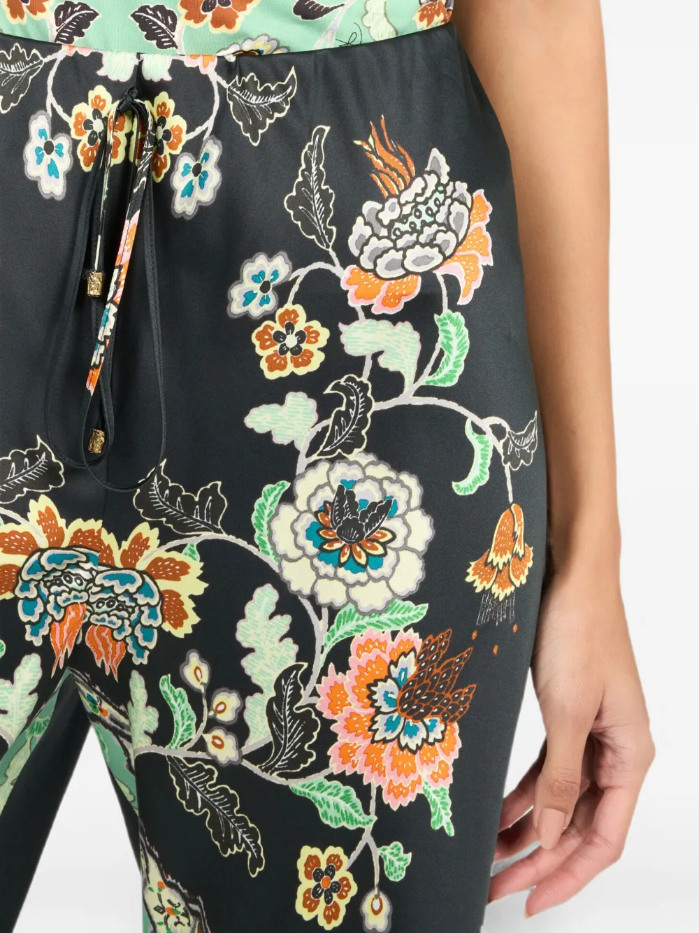 Roberto Cavalli Broek met bloemenprint Zwart