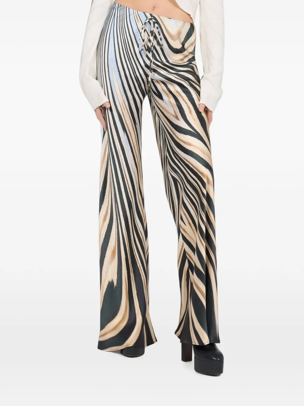 Roberto Cavalli Broek met zebraprint en trekkoord Bruin