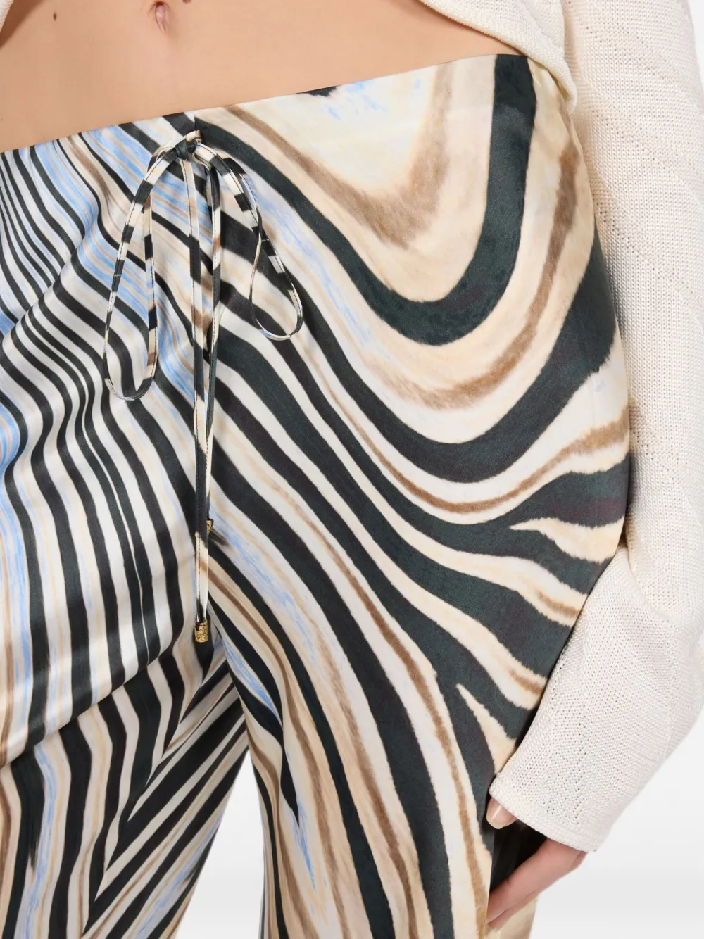 Roberto Cavalli Broek met zebraprint en trekkoord Bruin