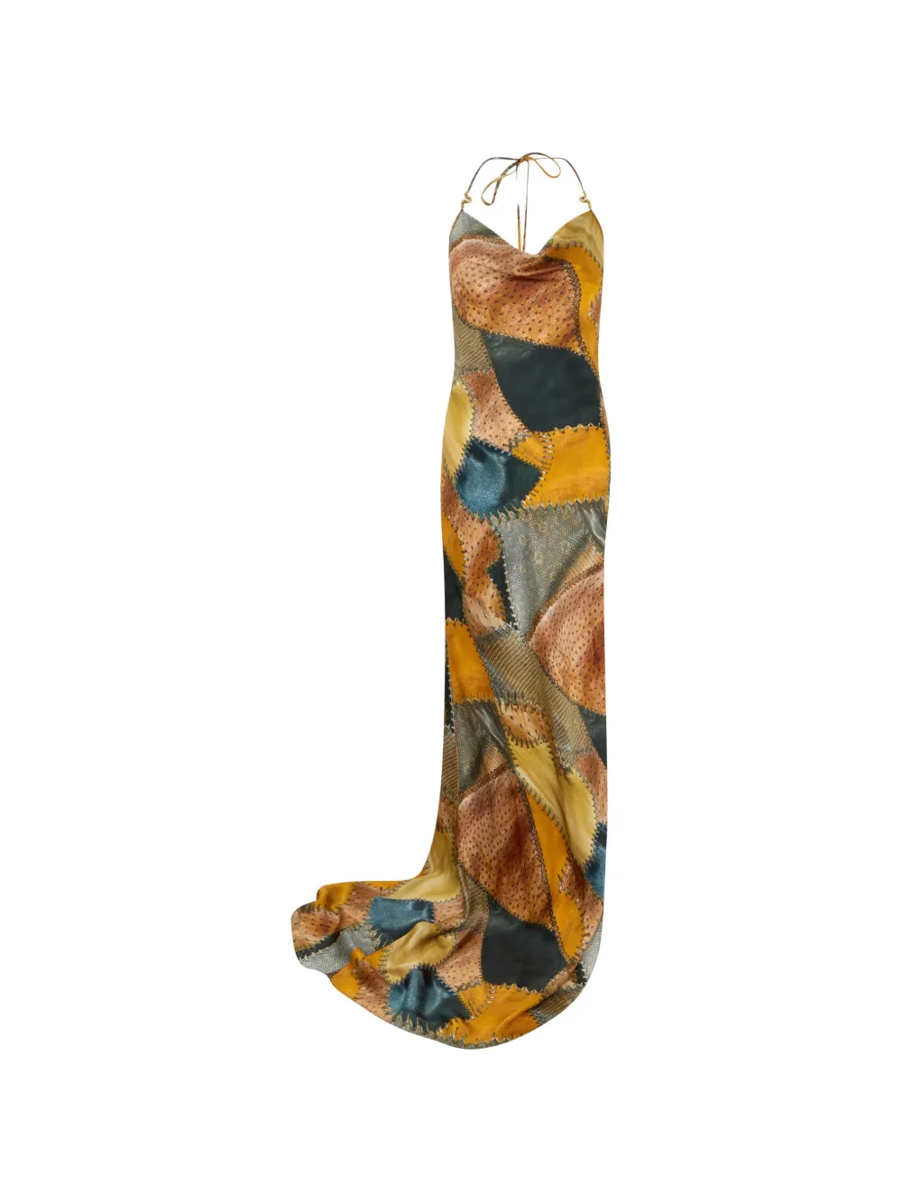 Roberto Cavalli patchwork-print halterneck maxi dress - Yellow