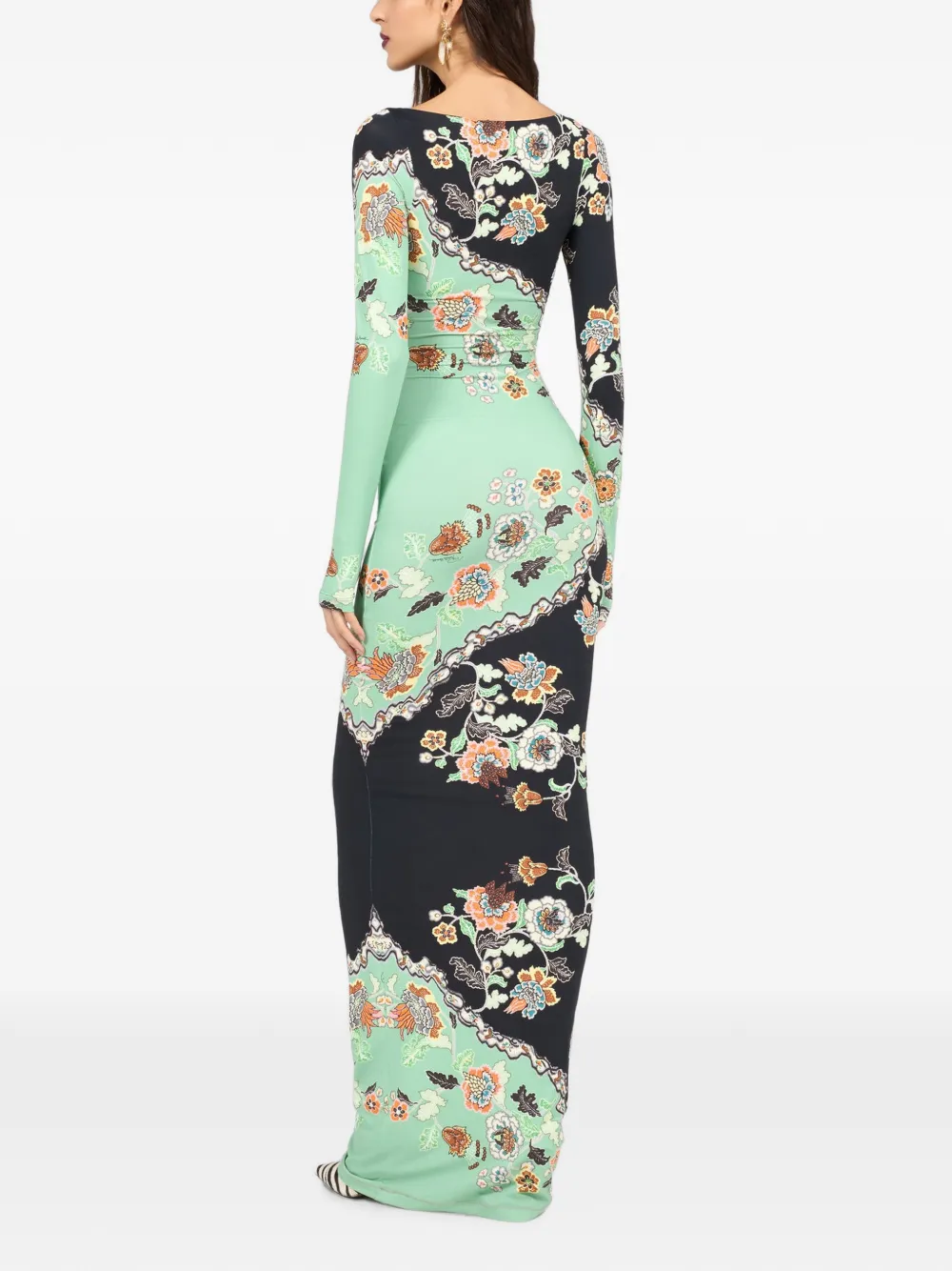 Roberto Cavalli Maxi-jurk met bloemenprint Zwart