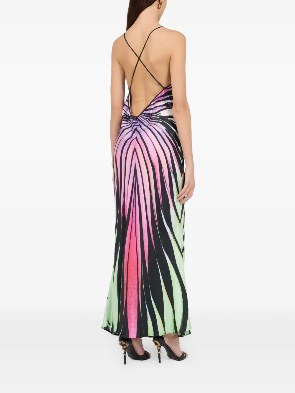 Roberto Cavalli Ray Of Paradise maxi-jurk met gekruiste bandjes Zwart