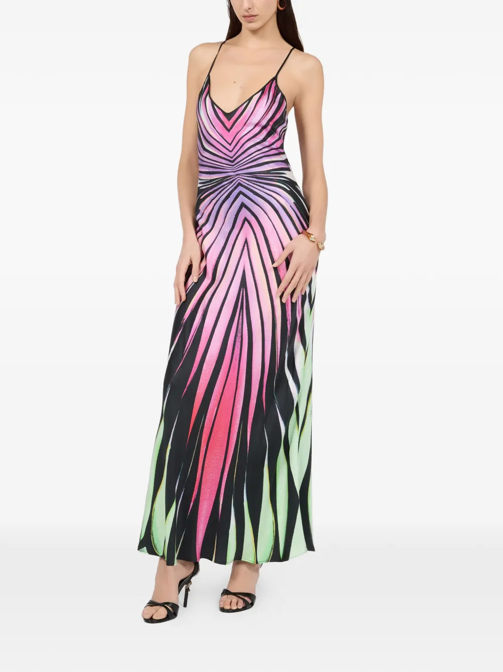 Roberto Cavalli Ray Of Paradise maxi-jurk met gekruiste bandjes Zwart