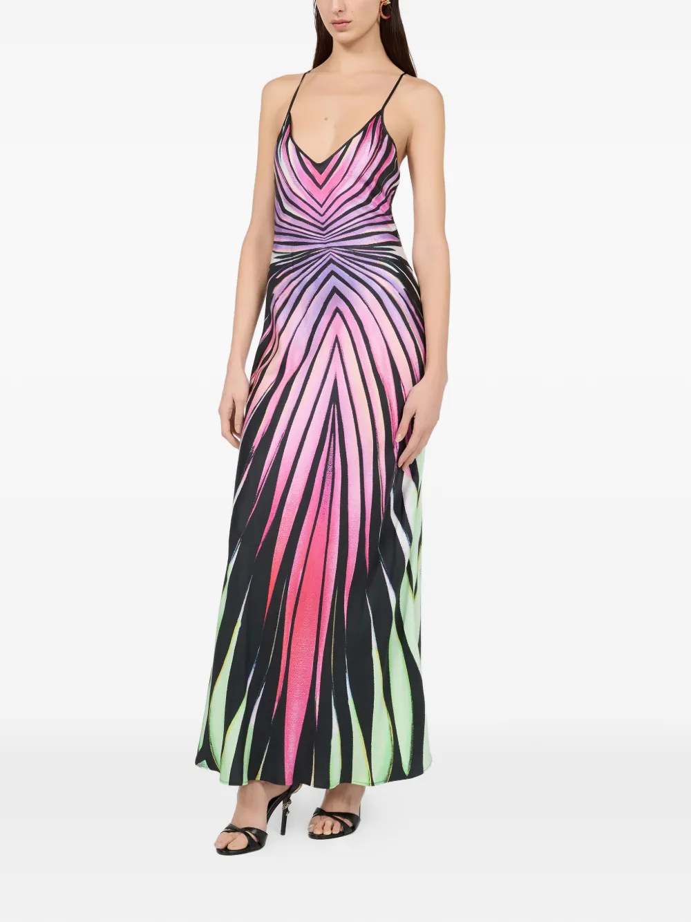 Roberto Cavalli Ray Of Paradise maxi-jurk met gekruiste bandjes Zwart
