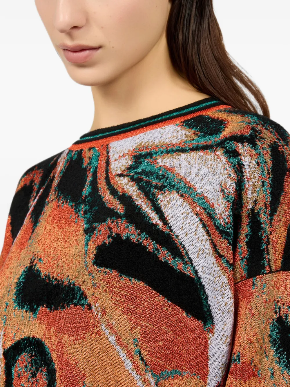 Roberto Cavalli Sweater met abstracte print Oranje
