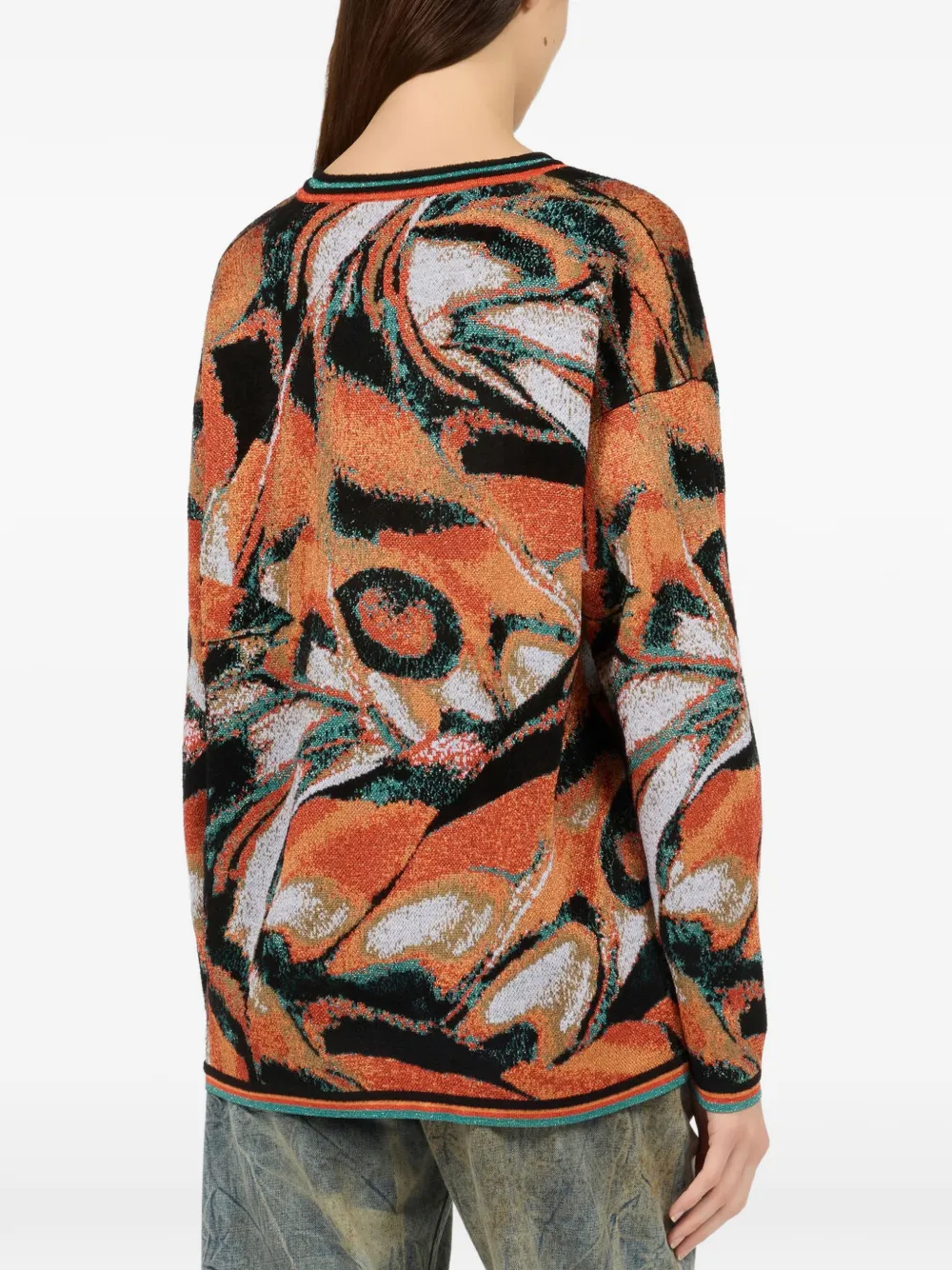 Roberto Cavalli Sweater met abstracte print Oranje