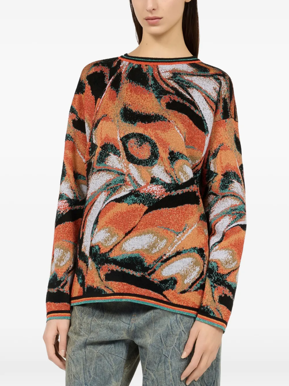 Roberto Cavalli Sweater met abstracte print Oranje