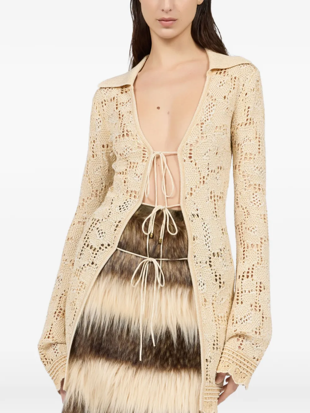 Roberto Cavalli Gestrikt vest Beige