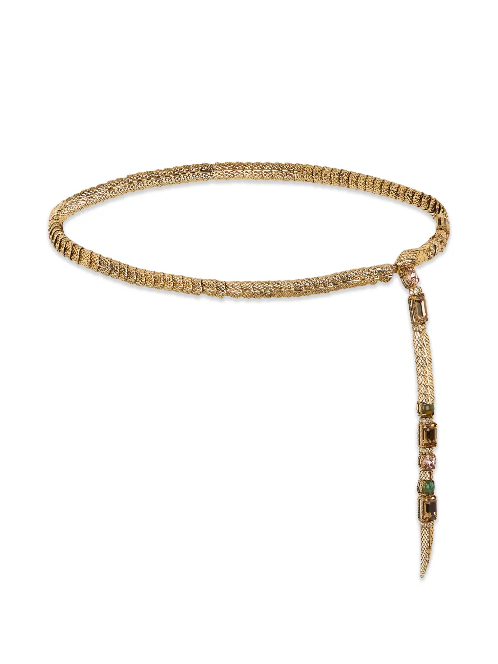 Roberto Cavalli crystal-embellished snake-effect belt - Gold