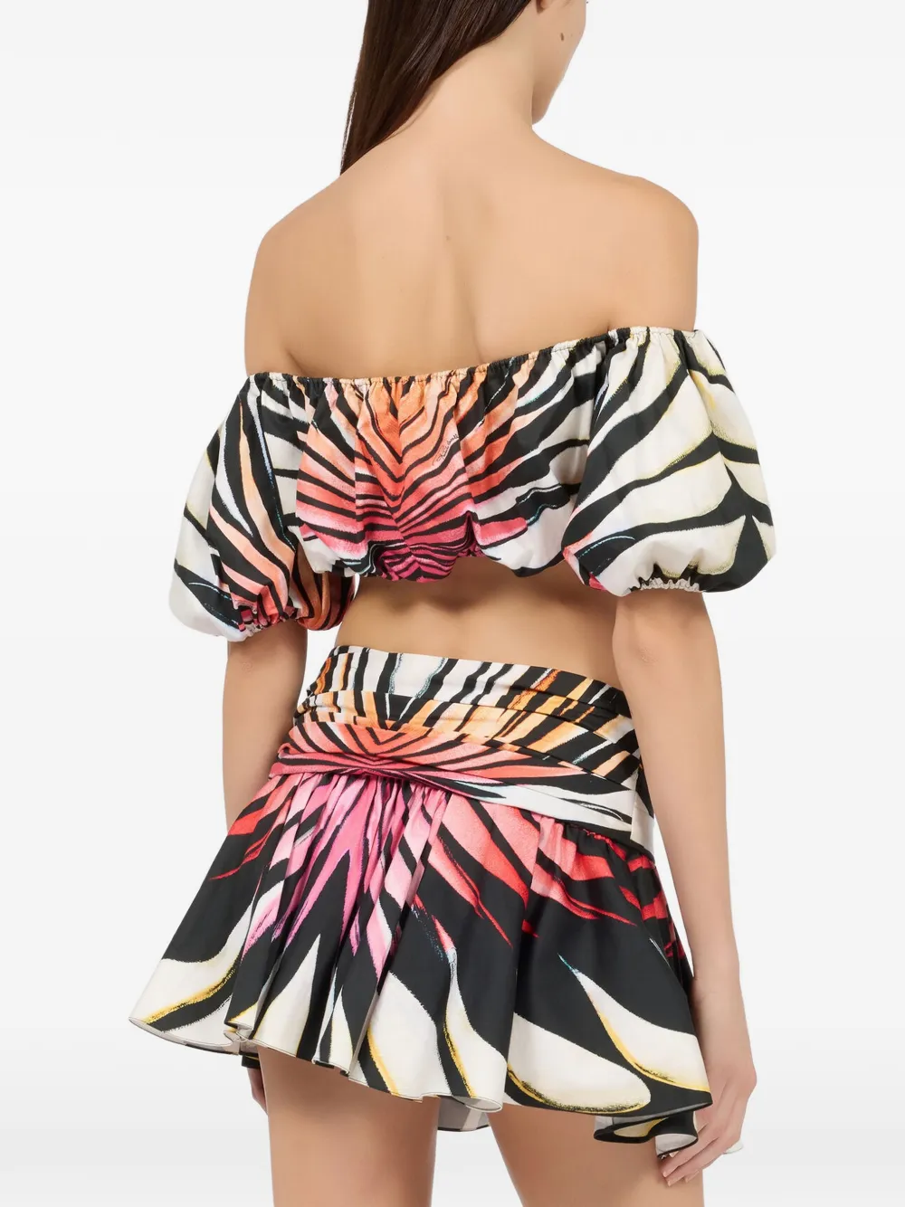 Roberto Cavalli Ray of Paradise-print off-the-shoulder top Zwart