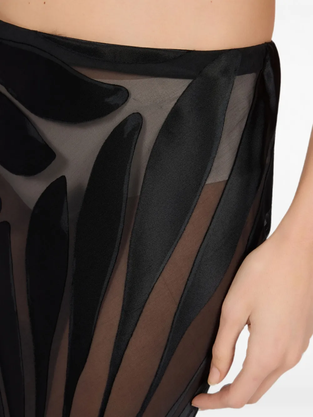 Roberto Cavalli Doorzichtige maxi-rok met Ray-print Zwart