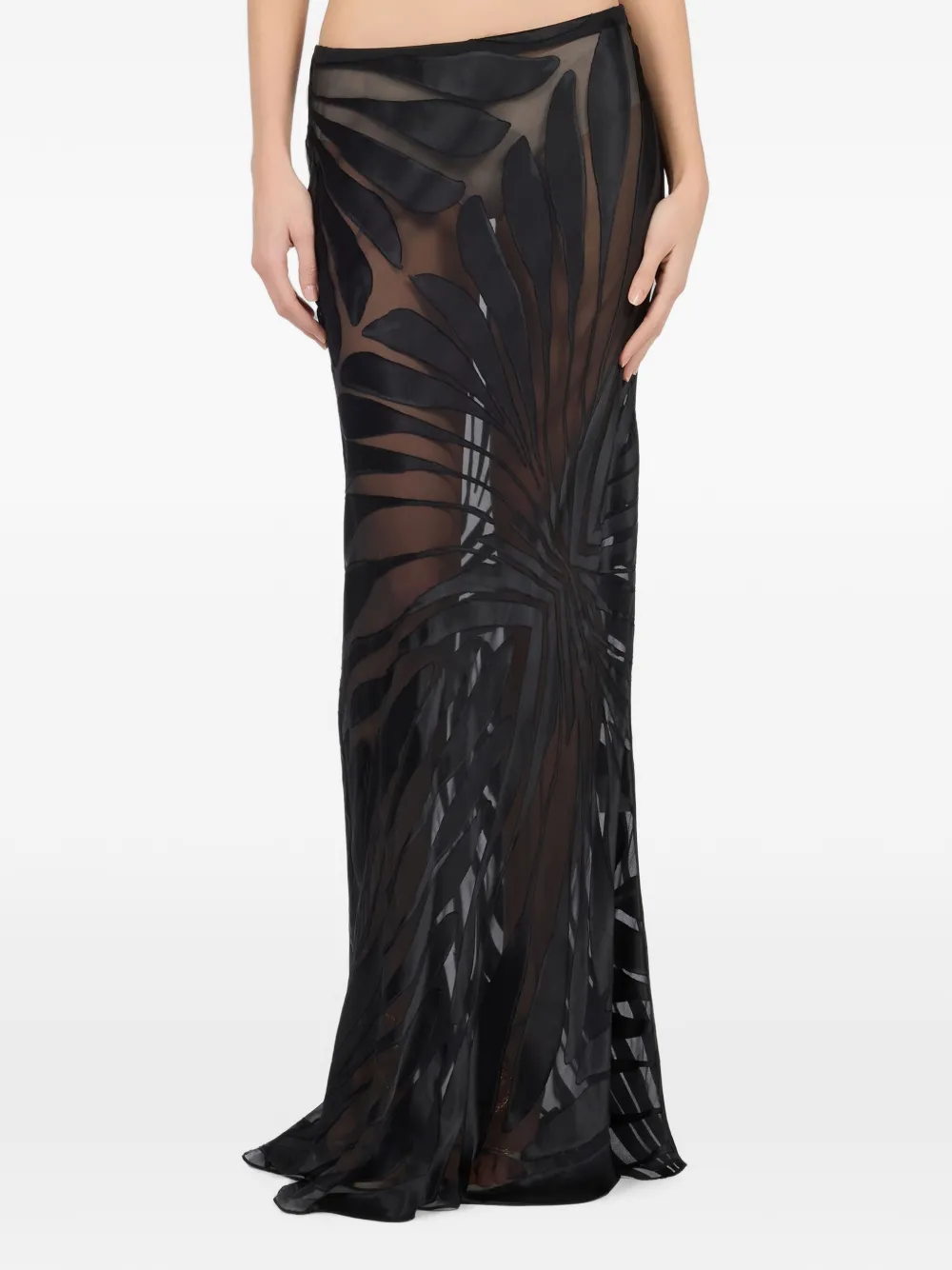 Roberto Cavalli Doorzichtige maxi-rok met Ray-print Zwart