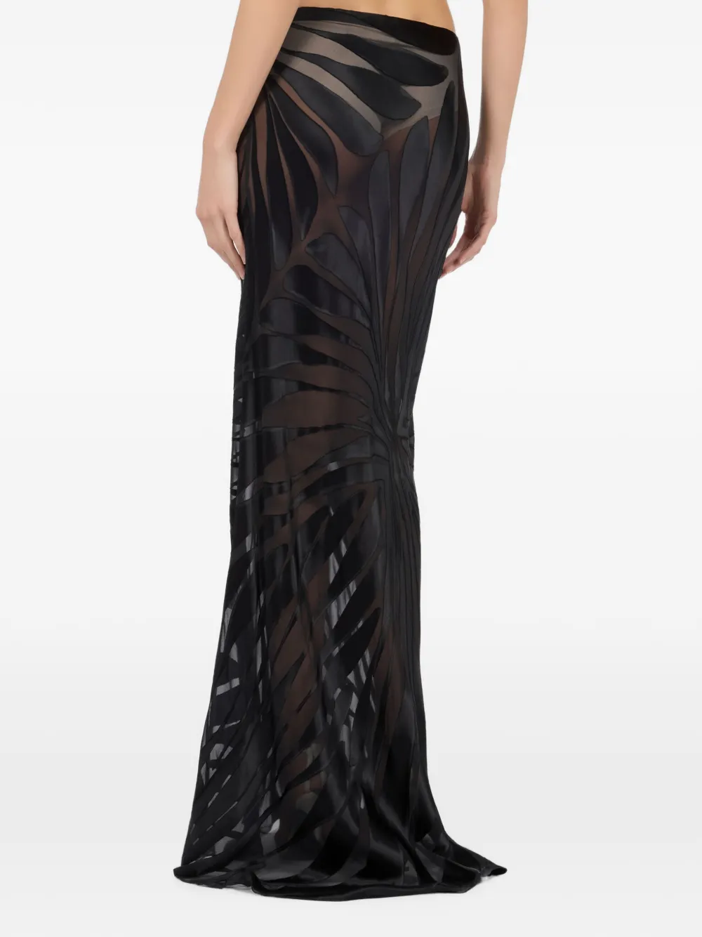 Roberto Cavalli Doorzichtige maxi-rok met Ray-print Zwart