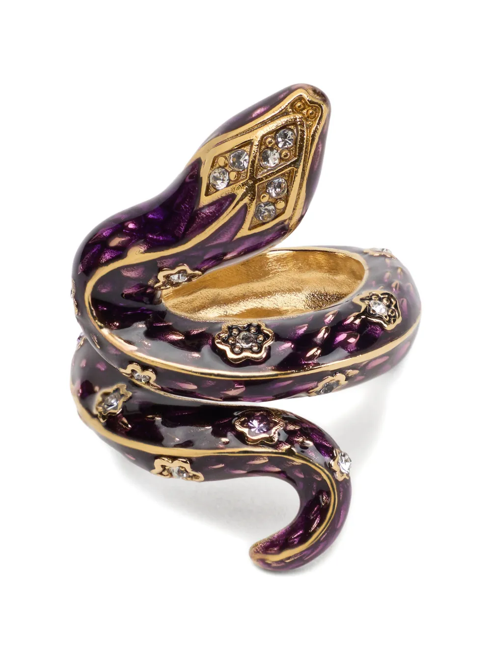 Roberto Cavalli crystal-embellished snake ring