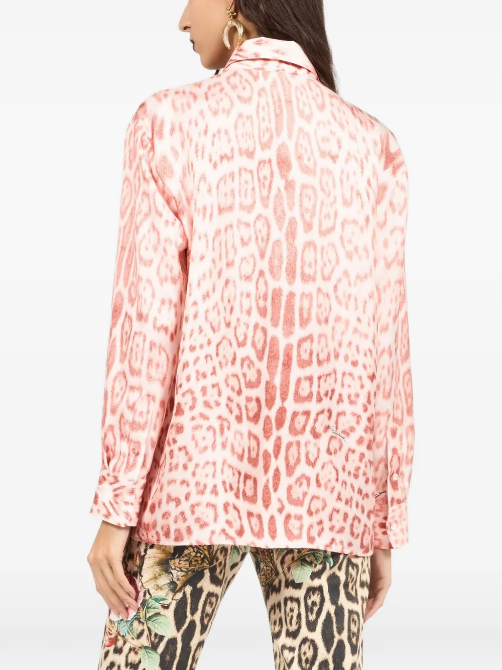 Roberto Cavalli Blouse met luipaardprint Roze