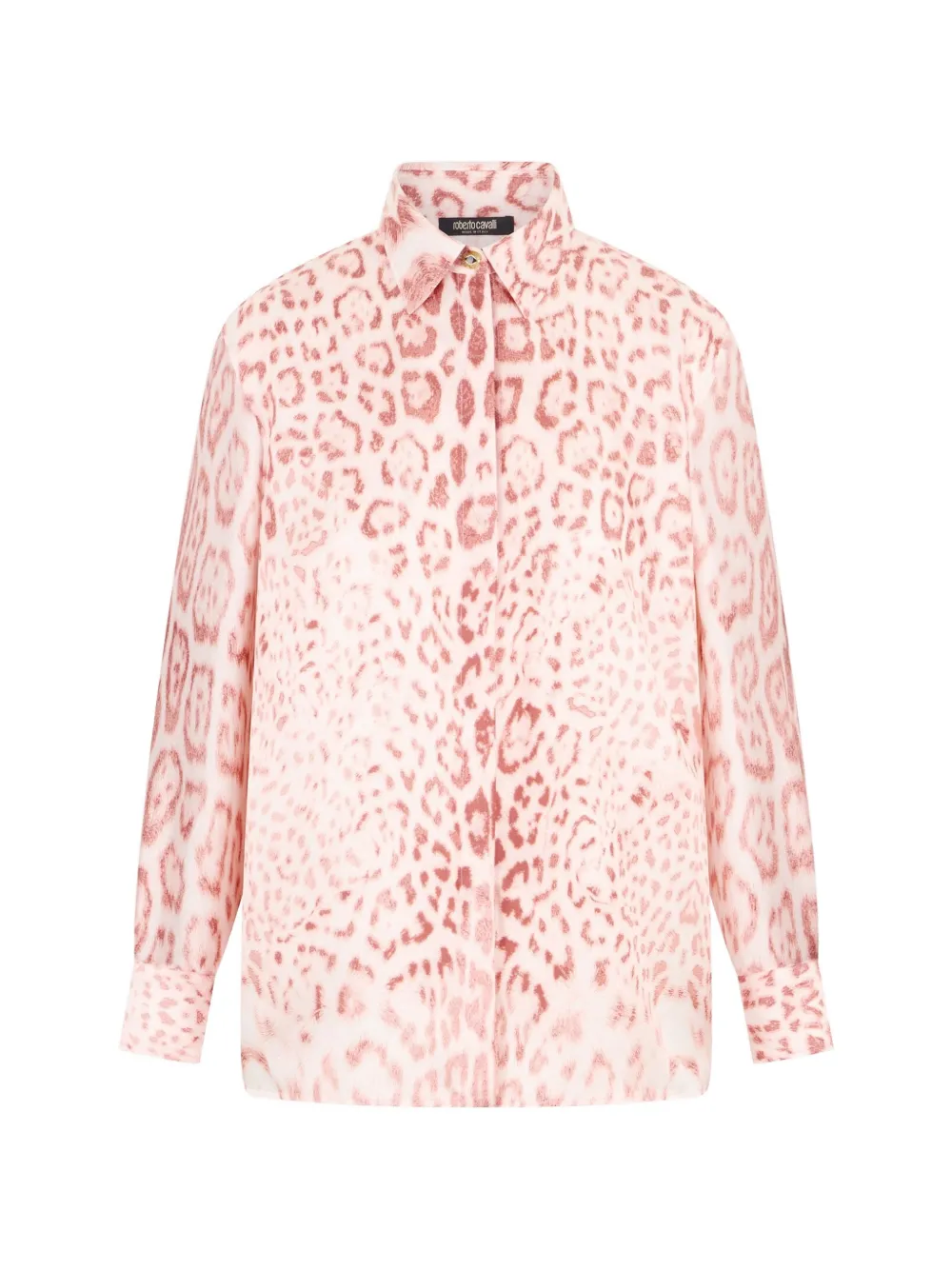 Roberto Cavalli chemise en soie à imprimé léopard - Rose