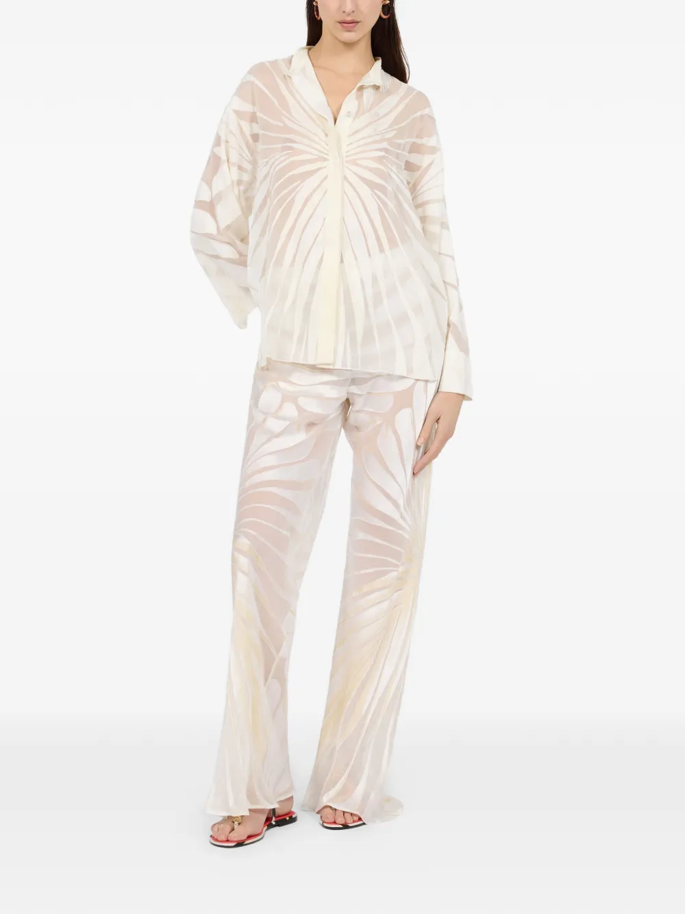 Roberto Cavalli Broek met trekkoord en bladerdevoré Wit